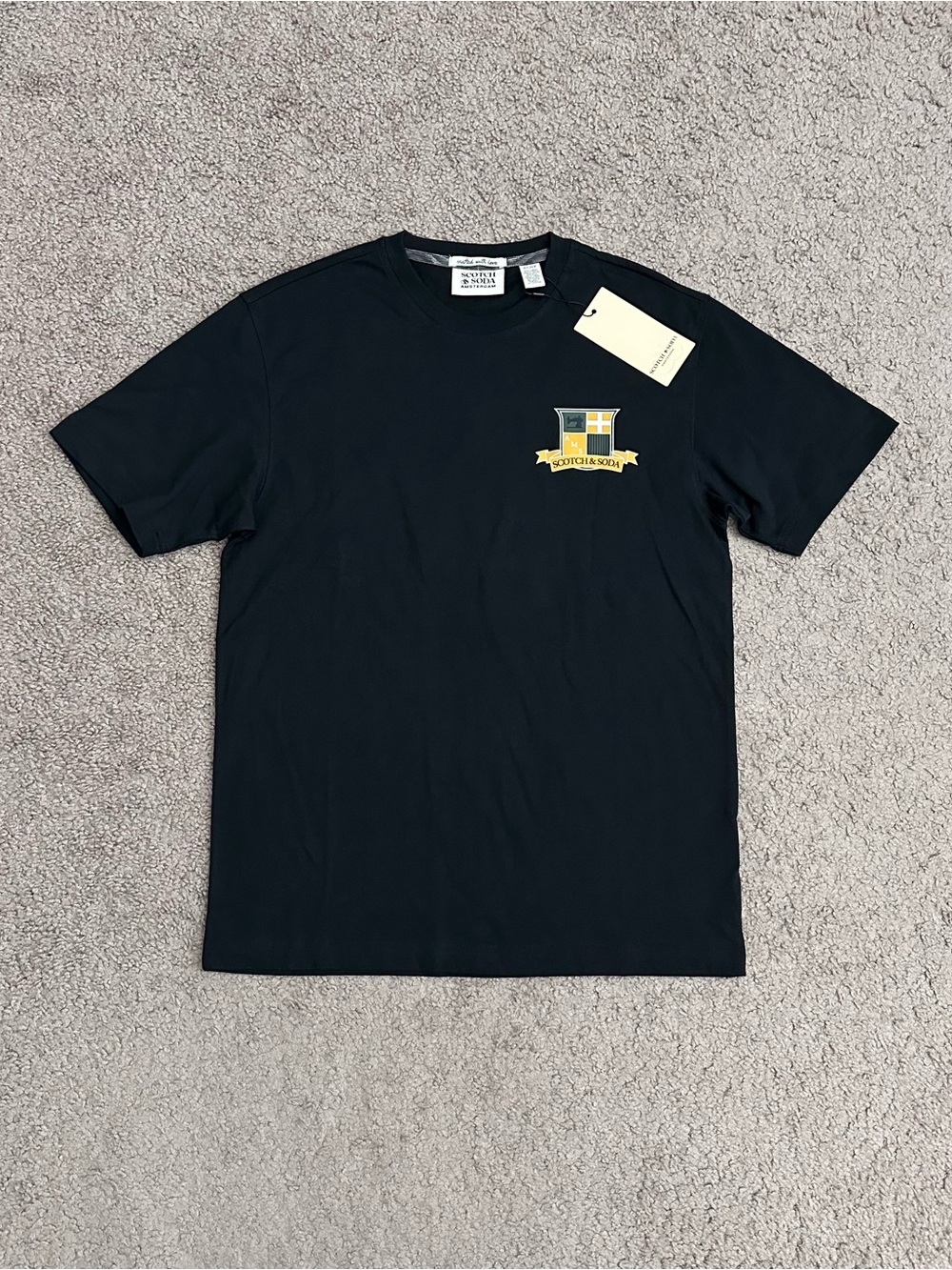 Scotch & Soda Black Short Sleeve Graphic Tee Anthracite T-Shirt Mens S